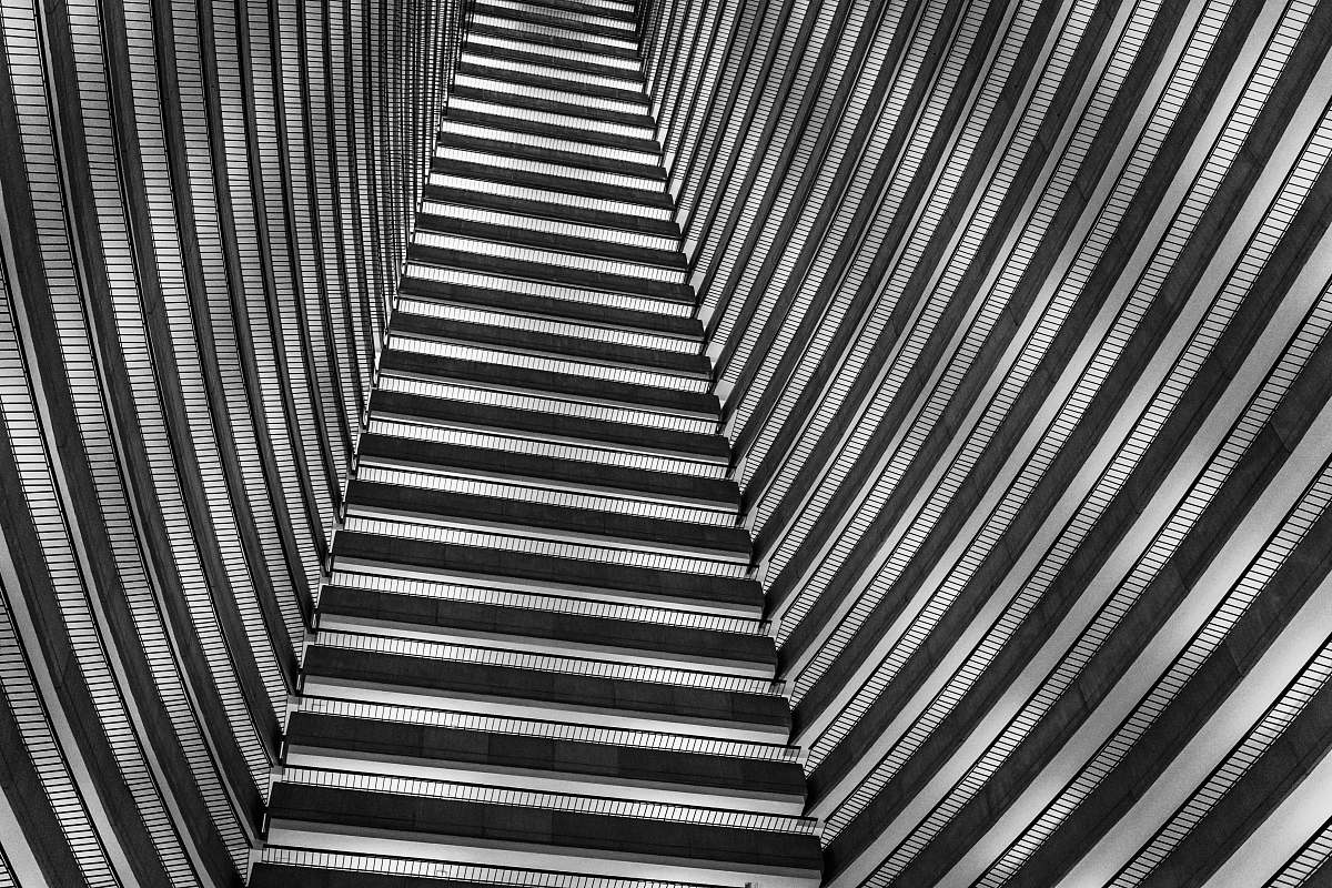 black-and-white low angle photography of building atlanta